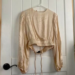 Gold silk backless top
